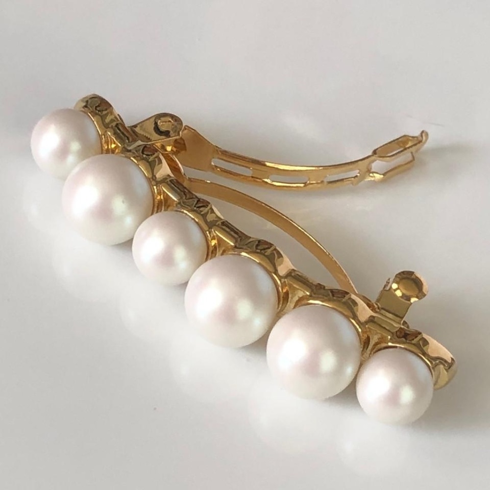 New Lele Sadoughi Ivory Mixed Pearl Hair Barrette